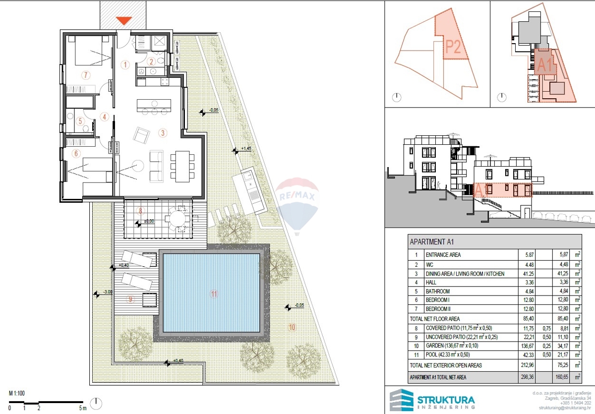 Appartamento di prima classe con piscina e vista mare, 2 camere da letto (A1) – Primošten