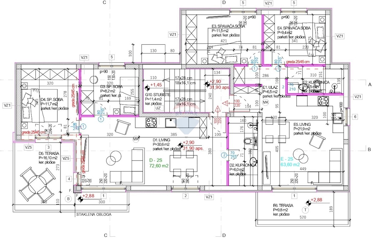 Appartamento di lusso 72,6 m2, 1° piano - Stivašnica, Rogoznica