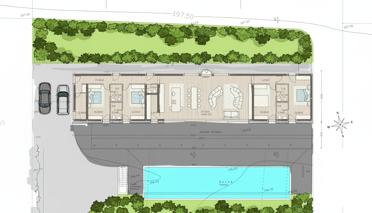 Villa di Lusso in Costruzione con Vista Panoramica – Zona di Buie, Vicino al Confine Sloveno