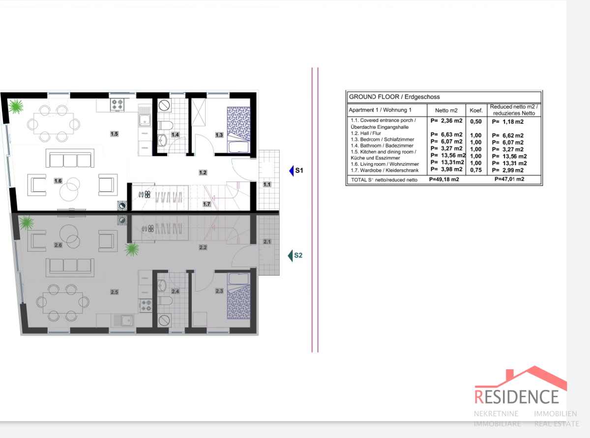 Peroj, nuova costruzione, casa bifamiliare con piscina, vista mare