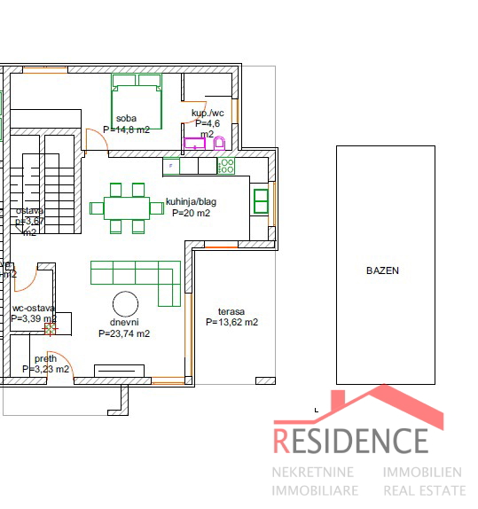 Pola, dintorni di Loborika, casa bifamiliare con piscina