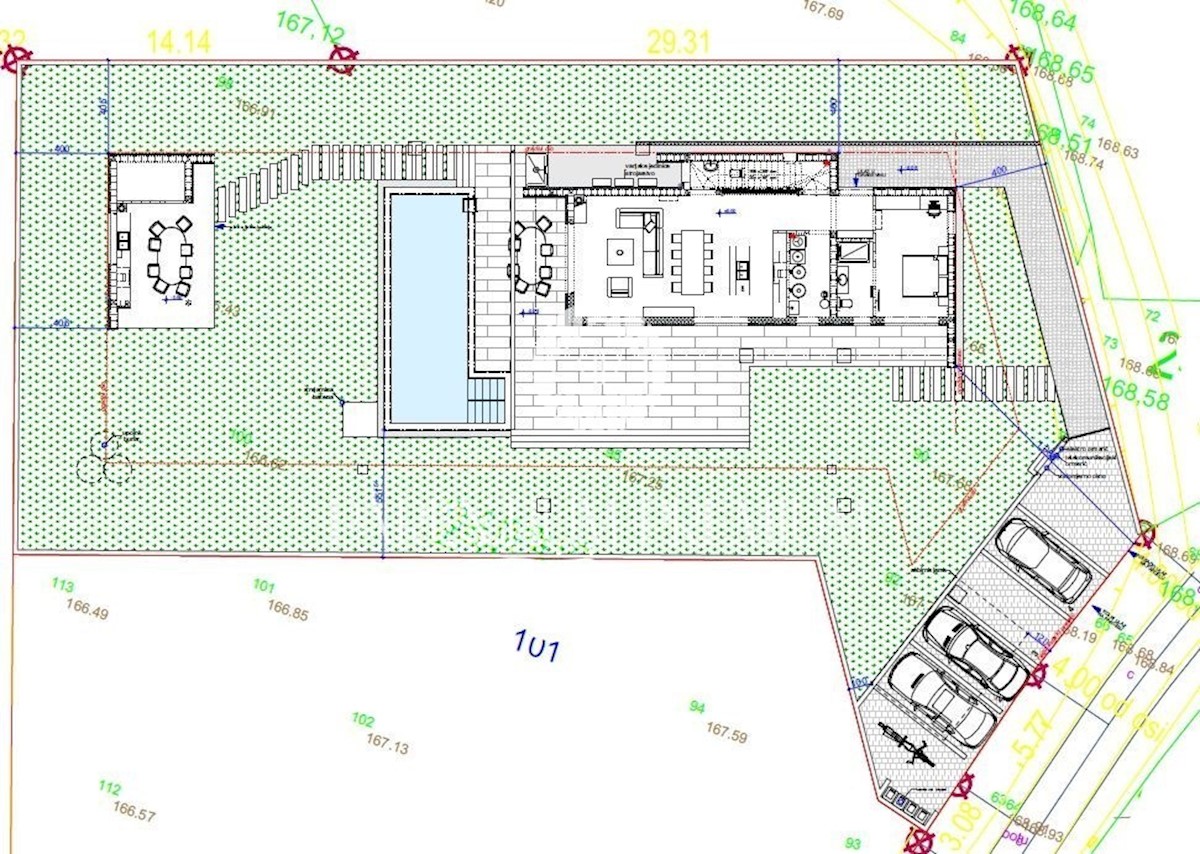 Una villa moderna con piscina e un ampio giardino