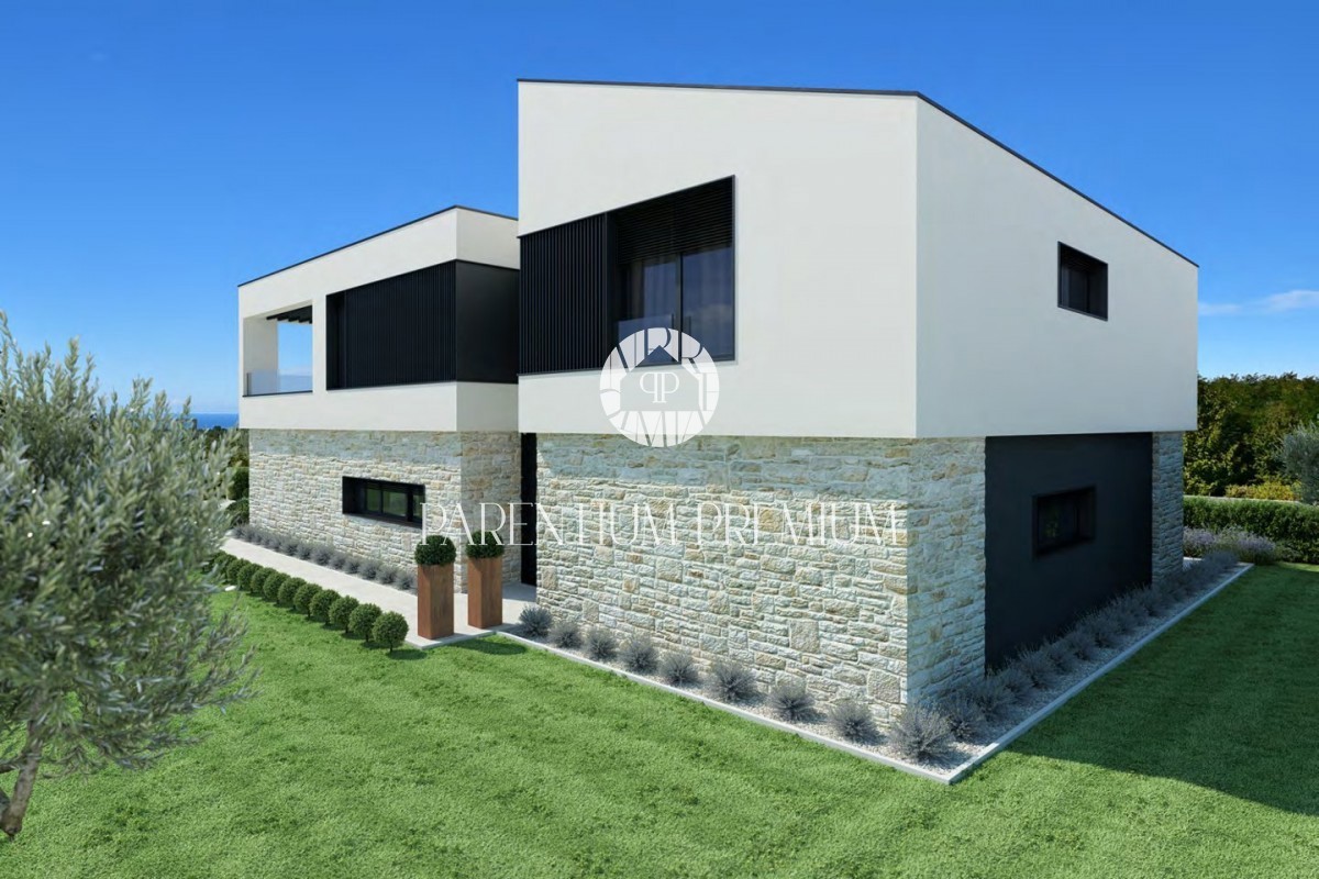 Una villa moderna in una posizione tranquilla con vista panoramica, a 5 km da Parenzo e dal mare