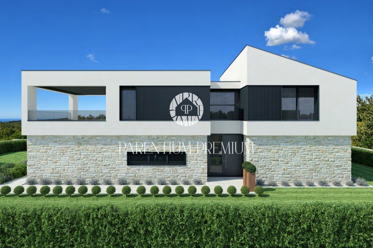 Una villa moderna in una posizione tranquilla con vista panoramica, a 5 km da Parenzo e dal mare