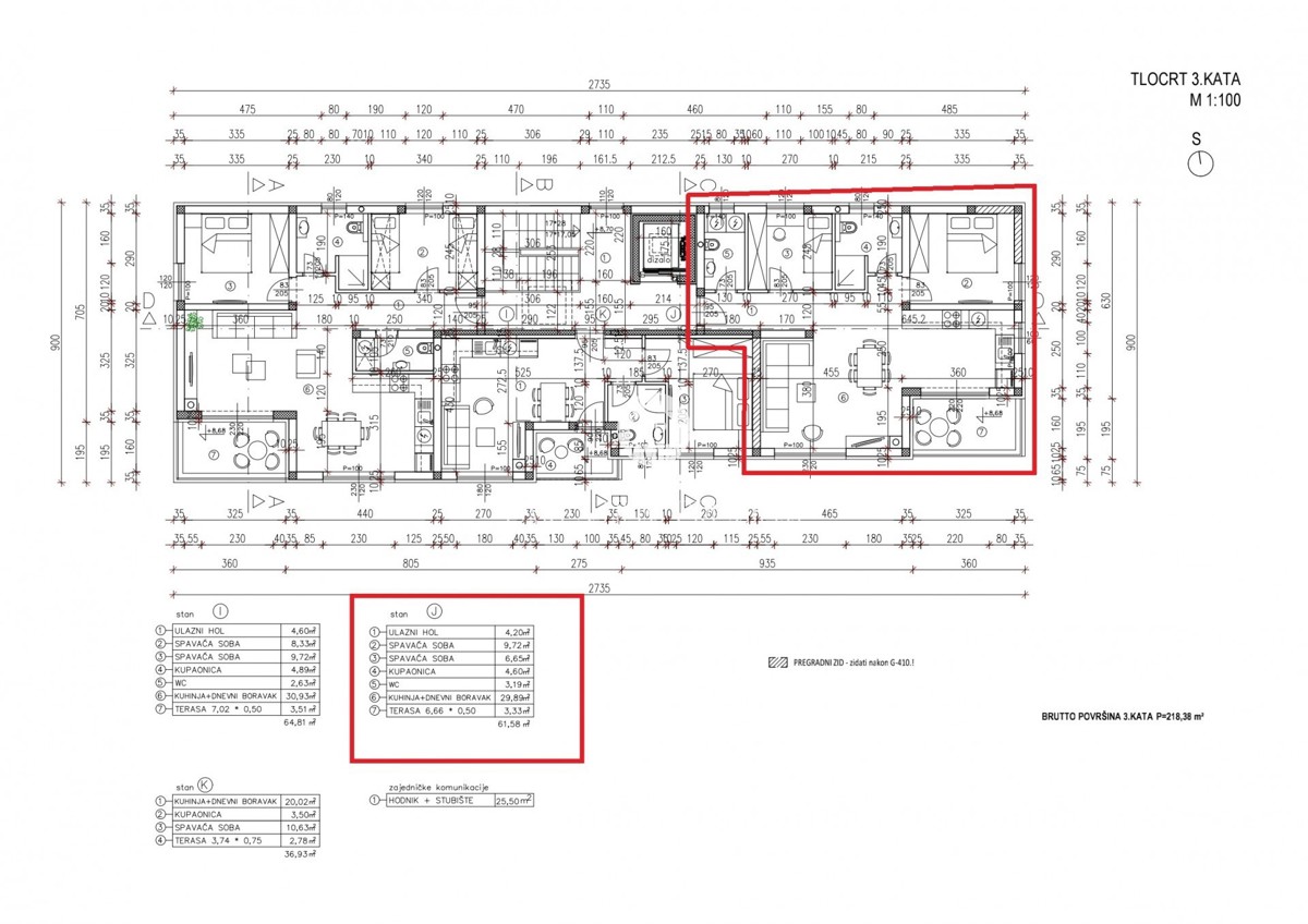 Appartamento moderno al terzo piano con due camere da letto in un edificio con ascensore