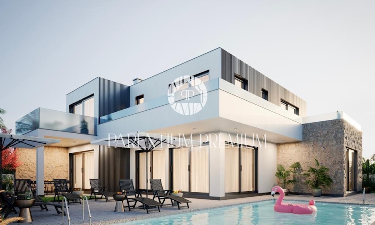 Una nuova villa moderna con piscina in una bella località turistica