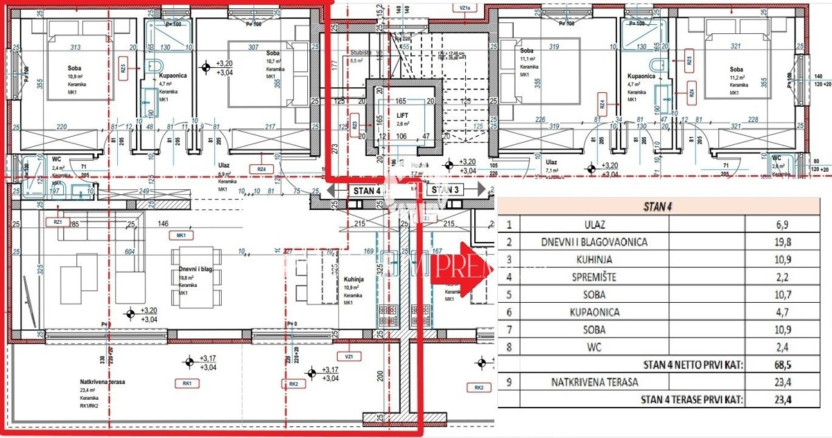 Appartamento moderno al 1° piano con ampia terrazza e vista mare