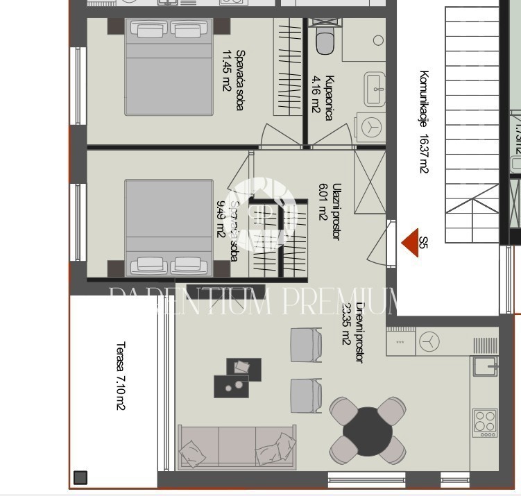Appartamento moderno al primo piano con un’ampia terrazza sul tetto – Zona Parenzo