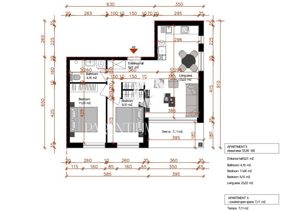 Appartamento moderno al primo piano con un’ampia terrazza sul tetto – Zona Parenzo