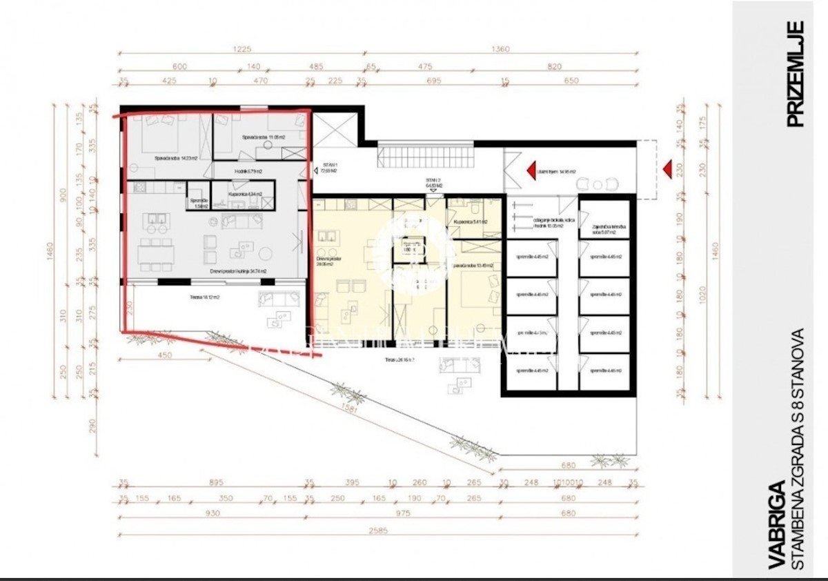 Appartamento al piano terra di 82m2 in un nuovo edificio di lusso a 600m dal mare