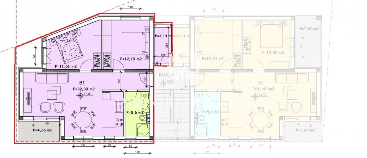 Appartamento al primo piano, a 1500m dal mare