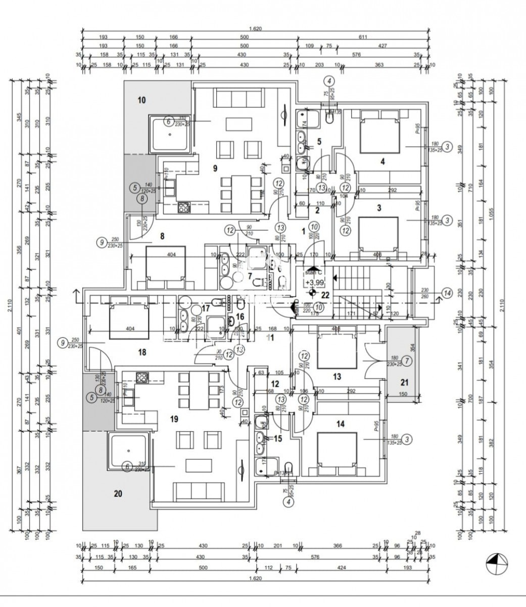 Moderno appartamento al piano terra con piscina e vista mare, completamente arredato