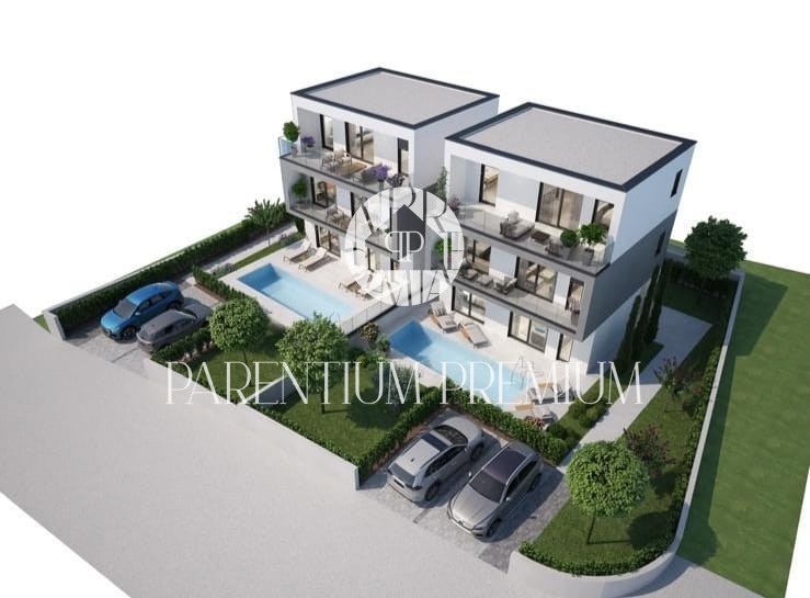 Casa moderna con 2 appartamenti e una piscina con una bellissima vista sul mare