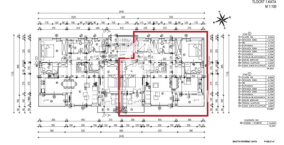 Appartamento al 1° piano con tre camere da letto, giardino privato e piscina condominiale