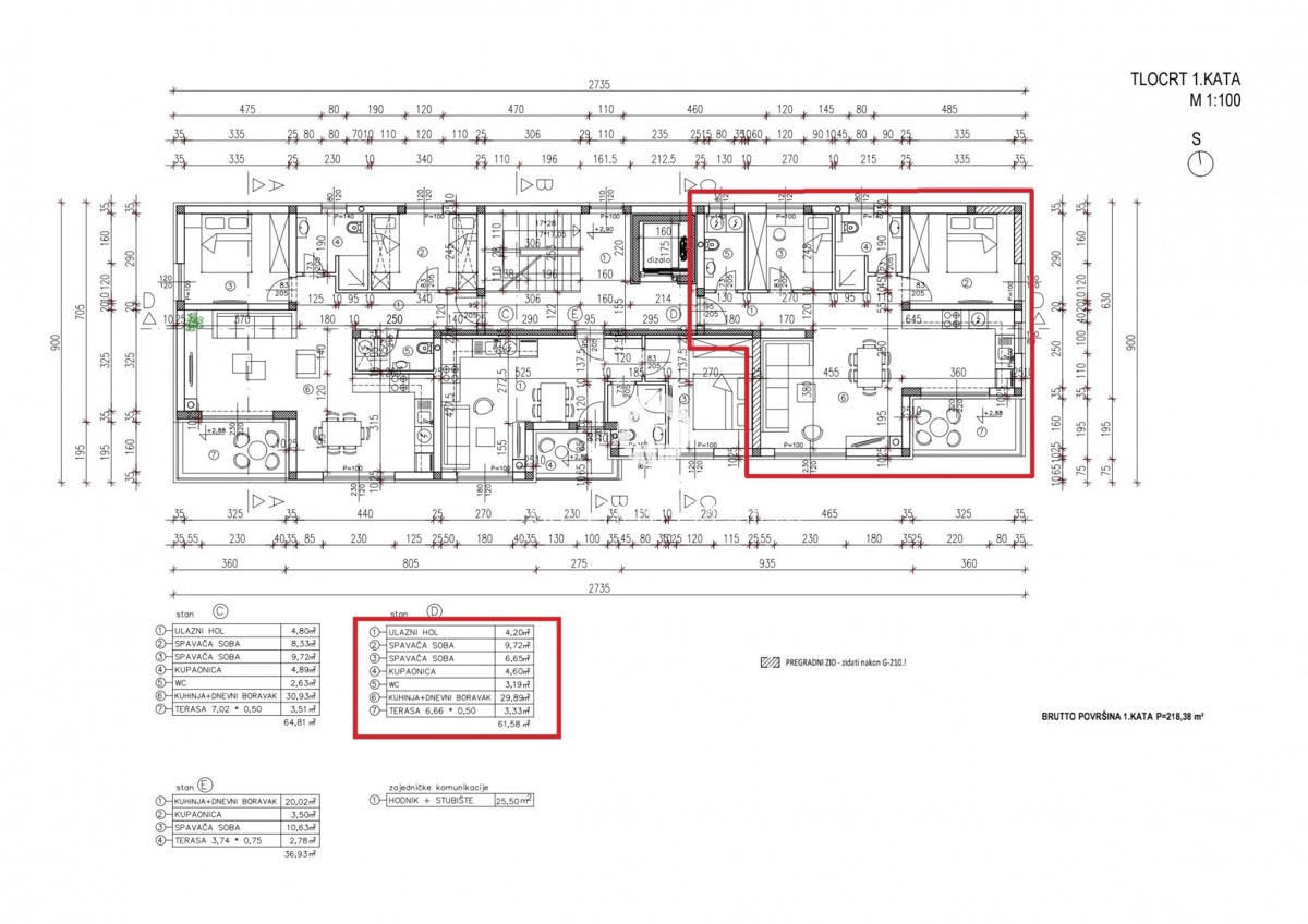 Appartamento moderno al primo piano con due camere da letto in un edificio con ascensore