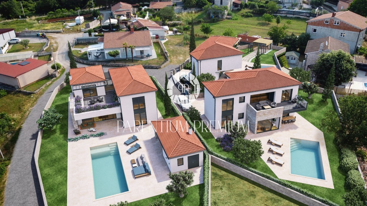 Nuova villa moderna in una tranquilla località istriana con elementi rustici