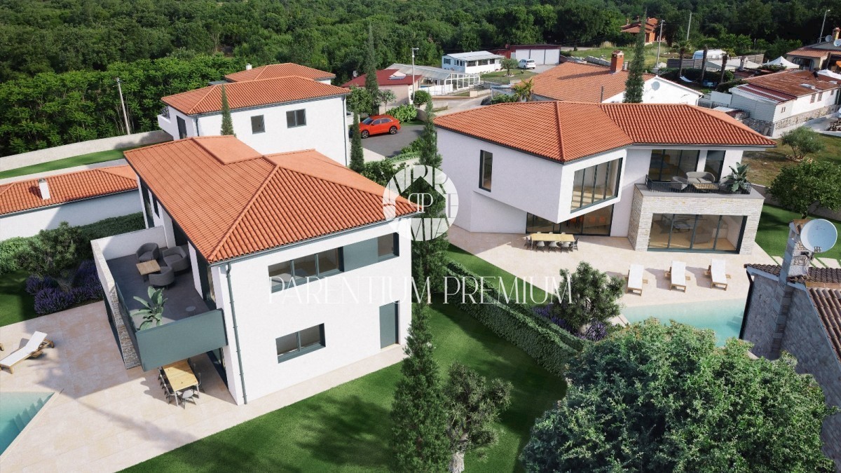 Nuova villa moderna in una tranquilla località istriana con elementi rustici