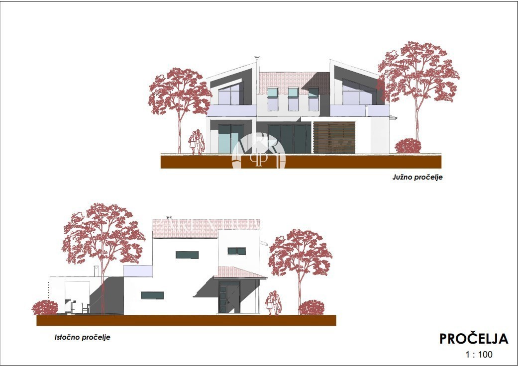 Kaštelir - Terreno edificabile con vista mare e progetto concettuale