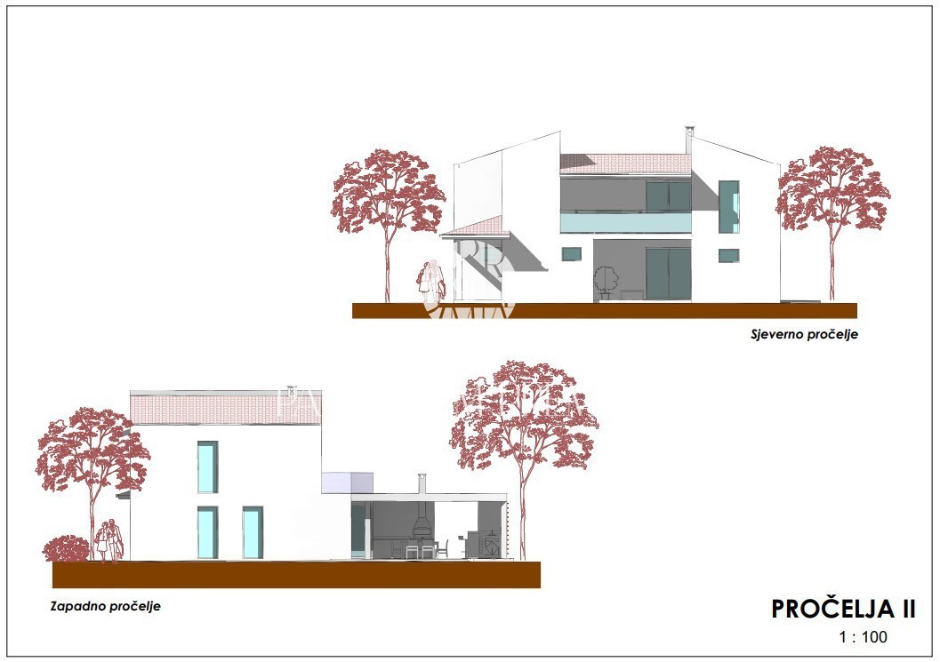 Kaštelir - Terreno edificabile con vista mare e progetto concettuale