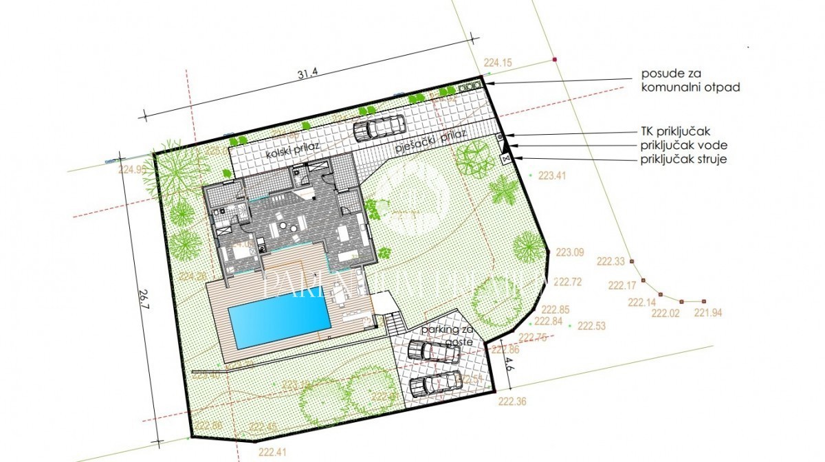 Kaštelir - Terreno edificabile con vista mare e progetto concettuale