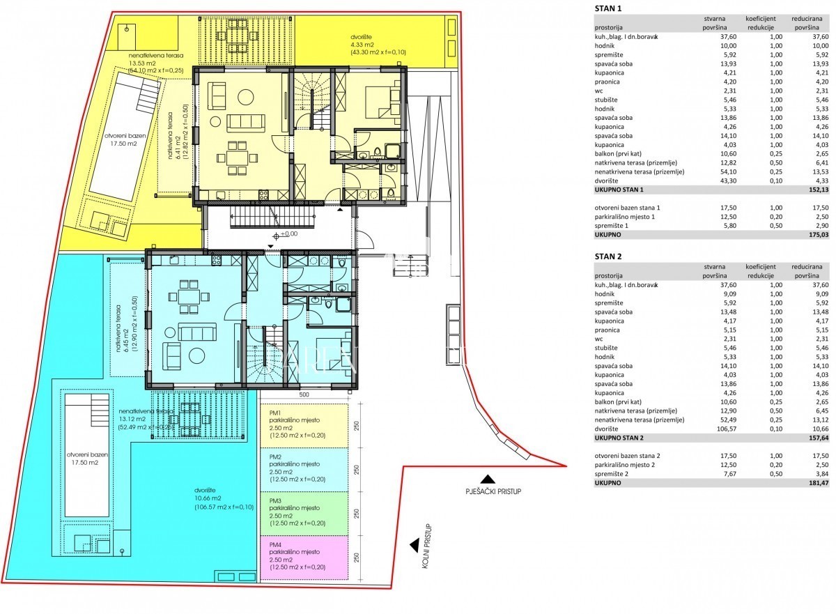 Moderno appartamento di lusso a due piani con piscina e vista mare