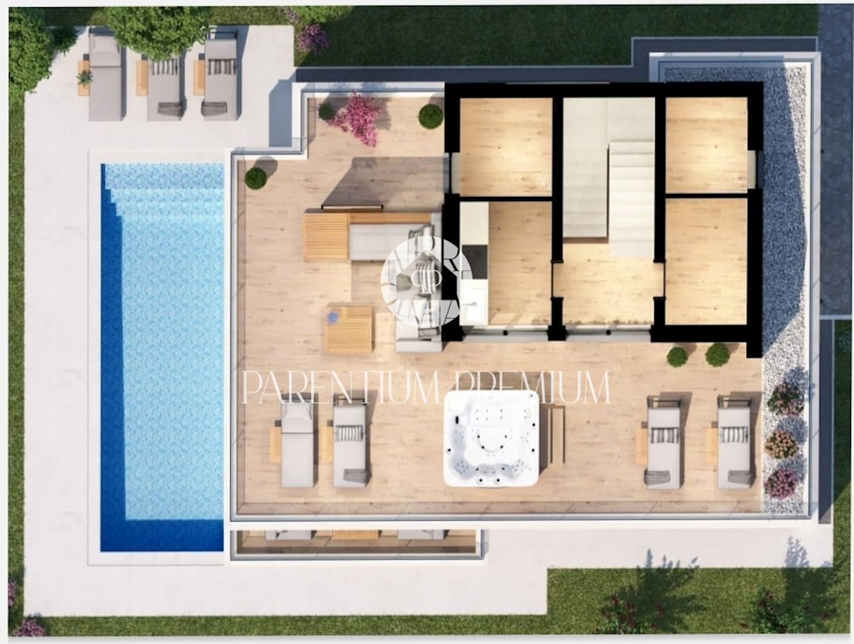 Villa moderna con quattro camere da letto, a soli 3 km dal centro di Parenzo