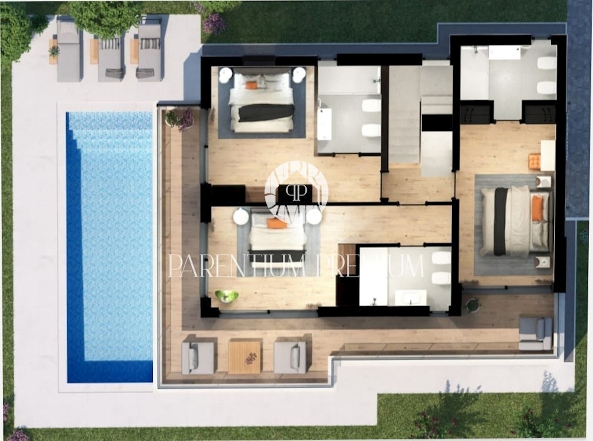 Villa moderna con quattro camere da letto, a soli 3 km dal centro di Parenzo