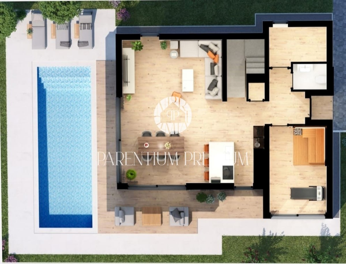 Villa moderna con quattro camere da letto, a soli 3 km dal centro di Parenzo