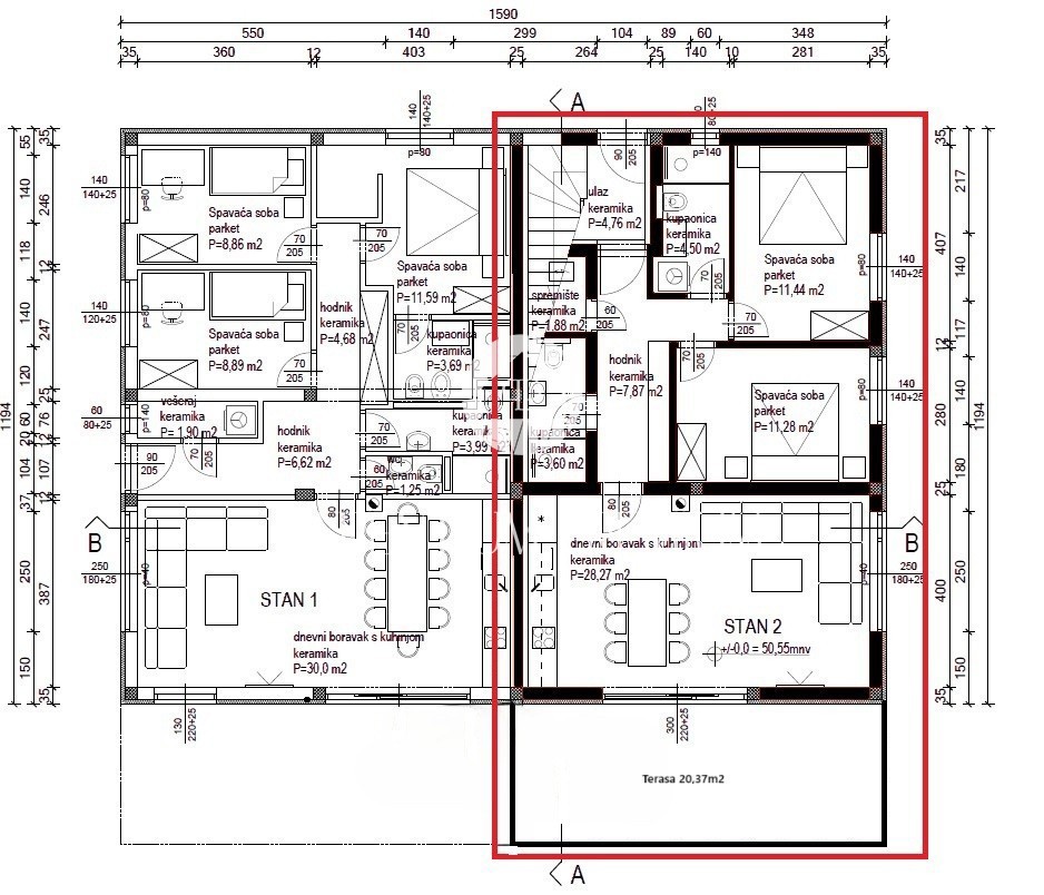 Appartamento moderno con due camere da letto e grande giardino