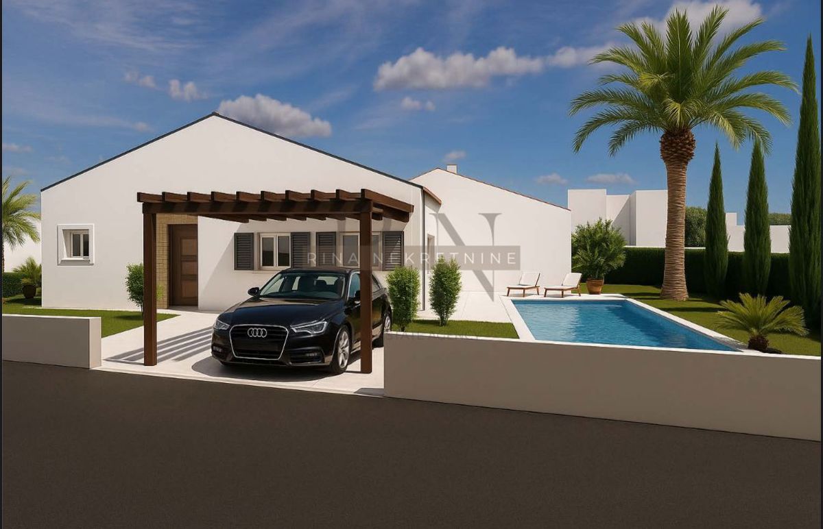 ISTRIA – POREČ - KAŠTELIR, NUOVA COSTRUZIONE: CASA, GIARDINO, PISCINA