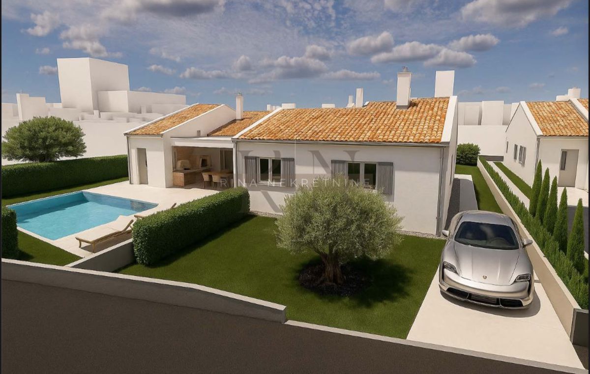 ISTRIA – POREČ - KAŠTELIR, NUOVA COSTRUZIONE: CASA, GIARDINO, PISCINA