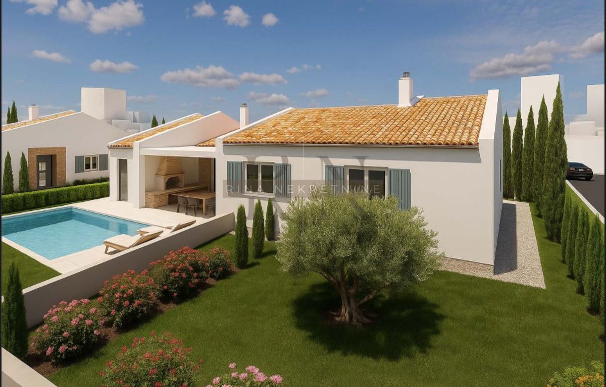 ISTRIA – POREČ - KAŠTELIR, NUOVA COSTRUZIONE: CASA, GIARDINO, PISCINA