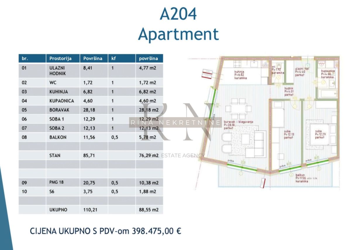 ISTRIA - POREČ, APPARTAMENTO 88,55m² CON VISTA MARE, VICINO AL CENTRO