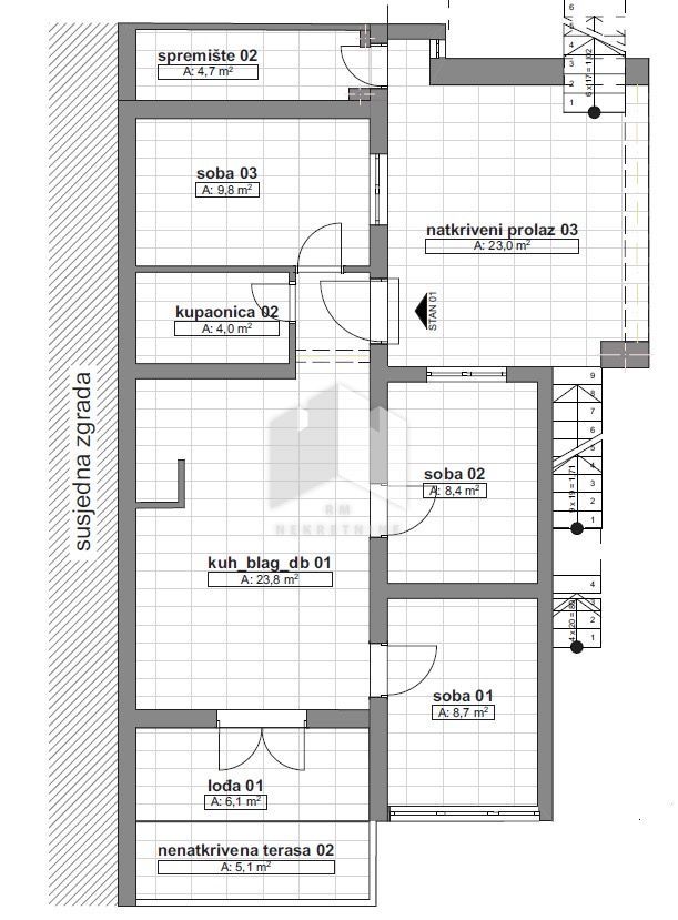 Appartamento Klenovica, Novi Vinodolski, 97,40m2