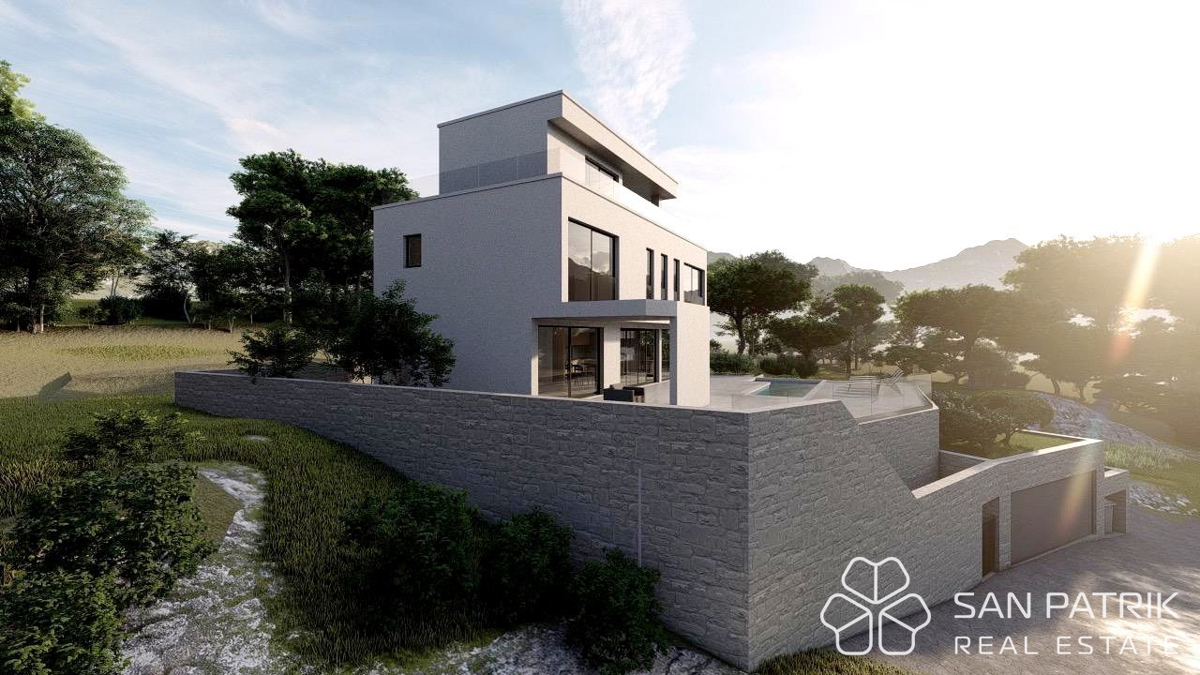 Villa moderna con vista mare sull'isola di Brač