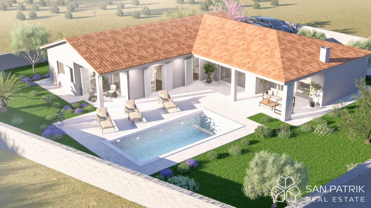 Moderna casa a piano terra (130 m2) in una posizione tranquilla vicino a Labin