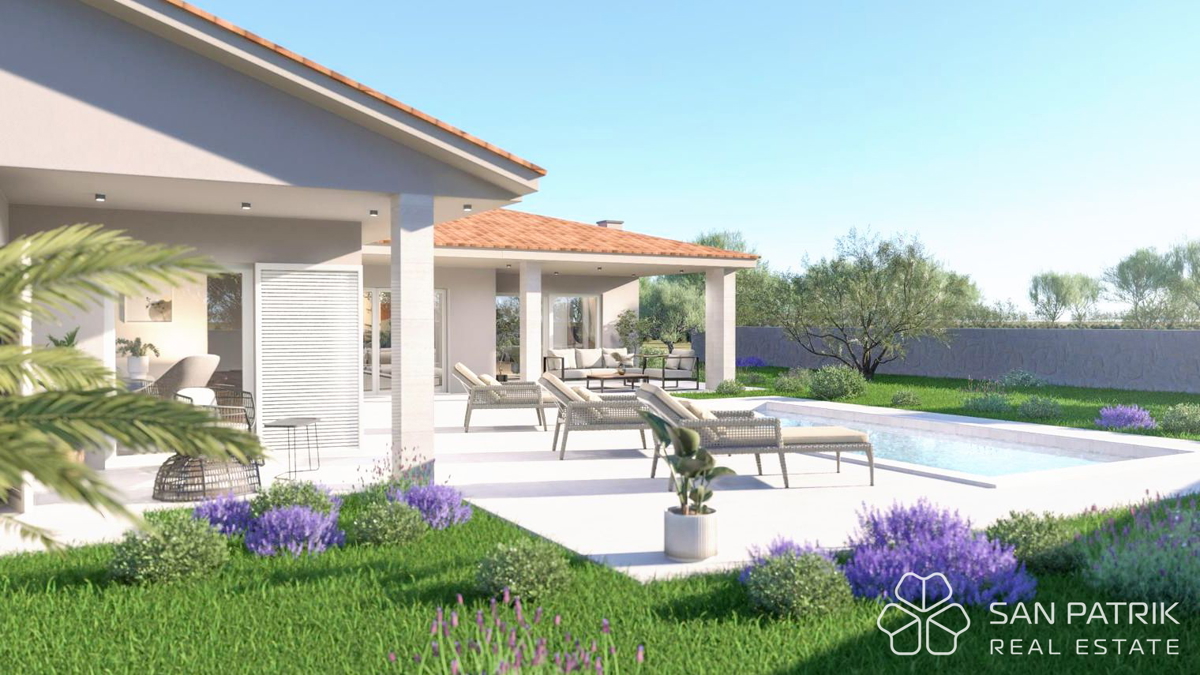 Moderna casa a piano terra (130 m2) in una posizione tranquilla vicino a Labin