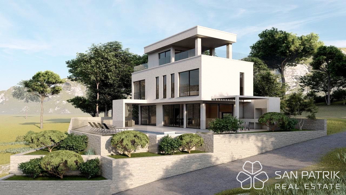 Villa moderna con vista mare con piscina a Brač - 300 m dal mare