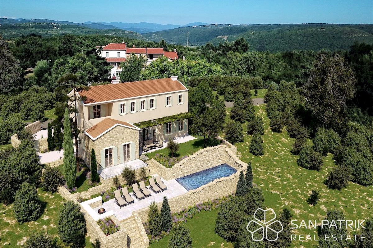 Villa di lusso in pietra (270 m2) nel cuore dell'Istria, vista mare e piscina