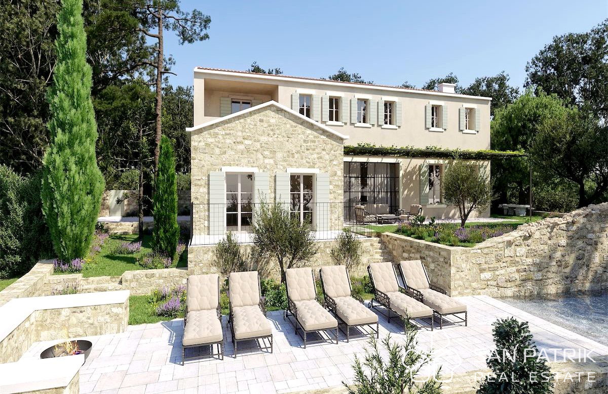 Villa di lusso in pietra (270 m2) nel cuore dell'Istria, vista mare e piscina
