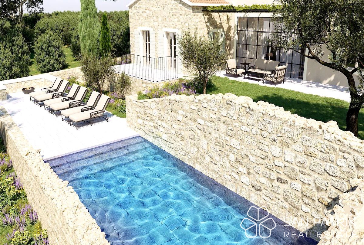 Villa di lusso in pietra (270 m2) nel cuore dell'Istria, vista mare e piscina