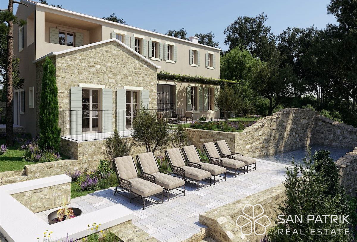Villa di lusso in pietra (270 m2) nel cuore dell'Istria, vista mare e piscina
