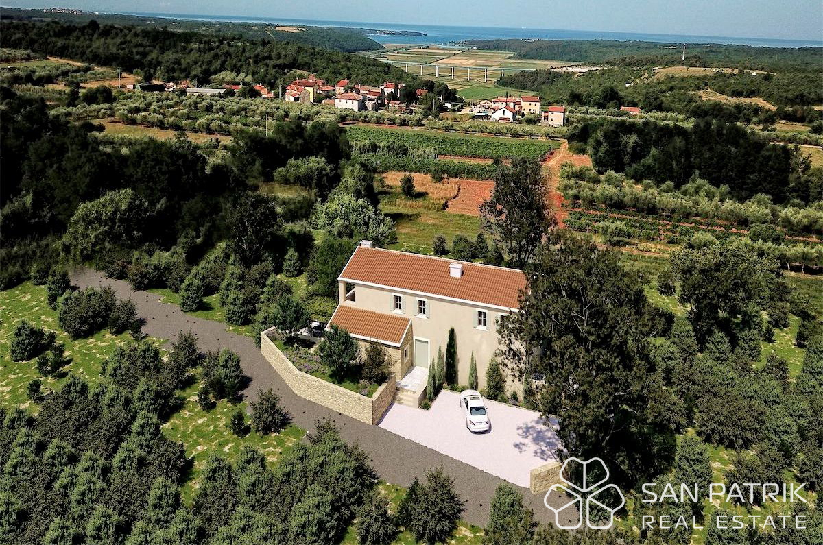 Villa di lusso in pietra (270 m2) nel cuore dell'Istria, vista mare e piscina