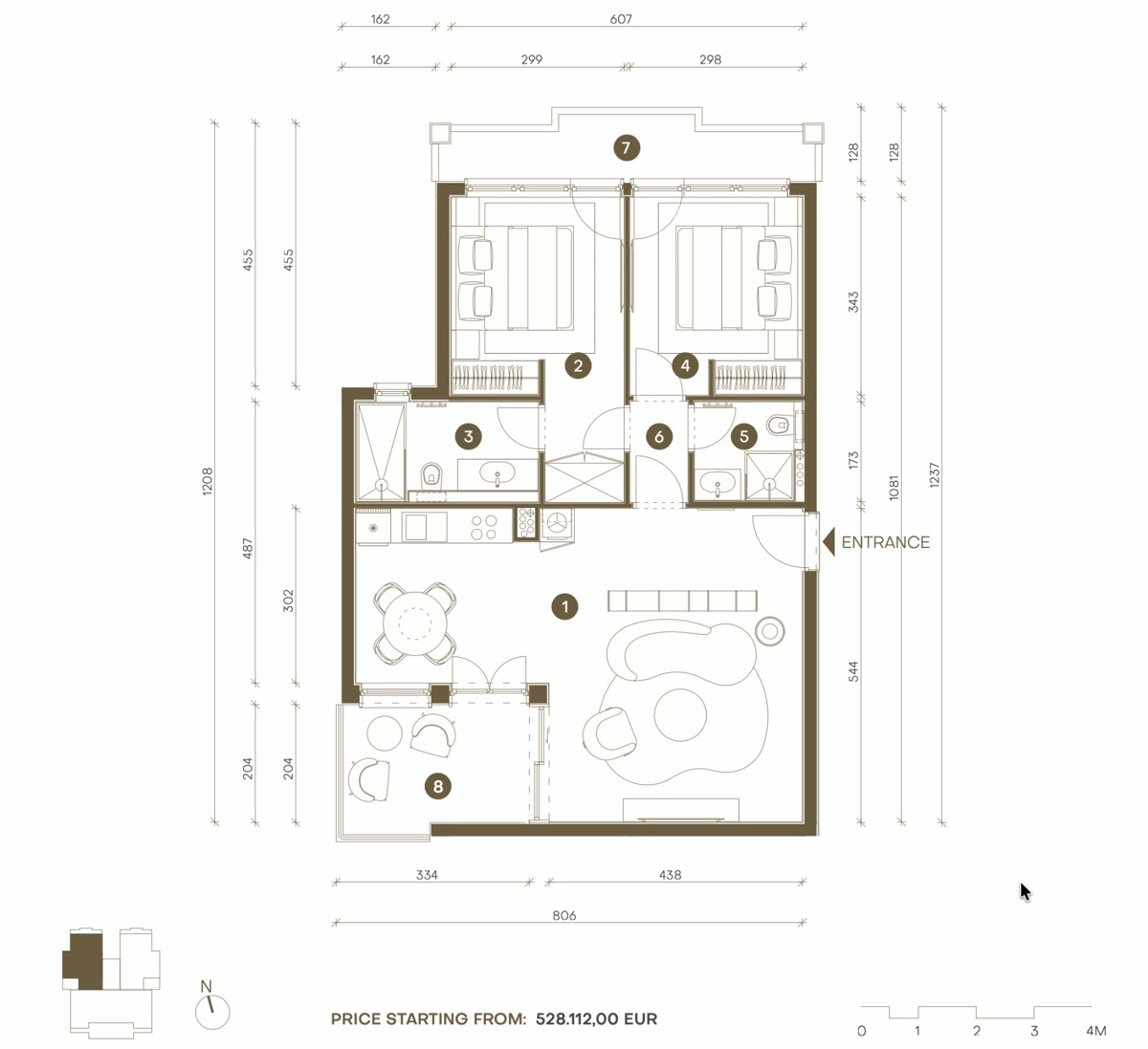 Appartamento prima fila sul mare, 1 camera da letto | Vinodol Seafront Collection