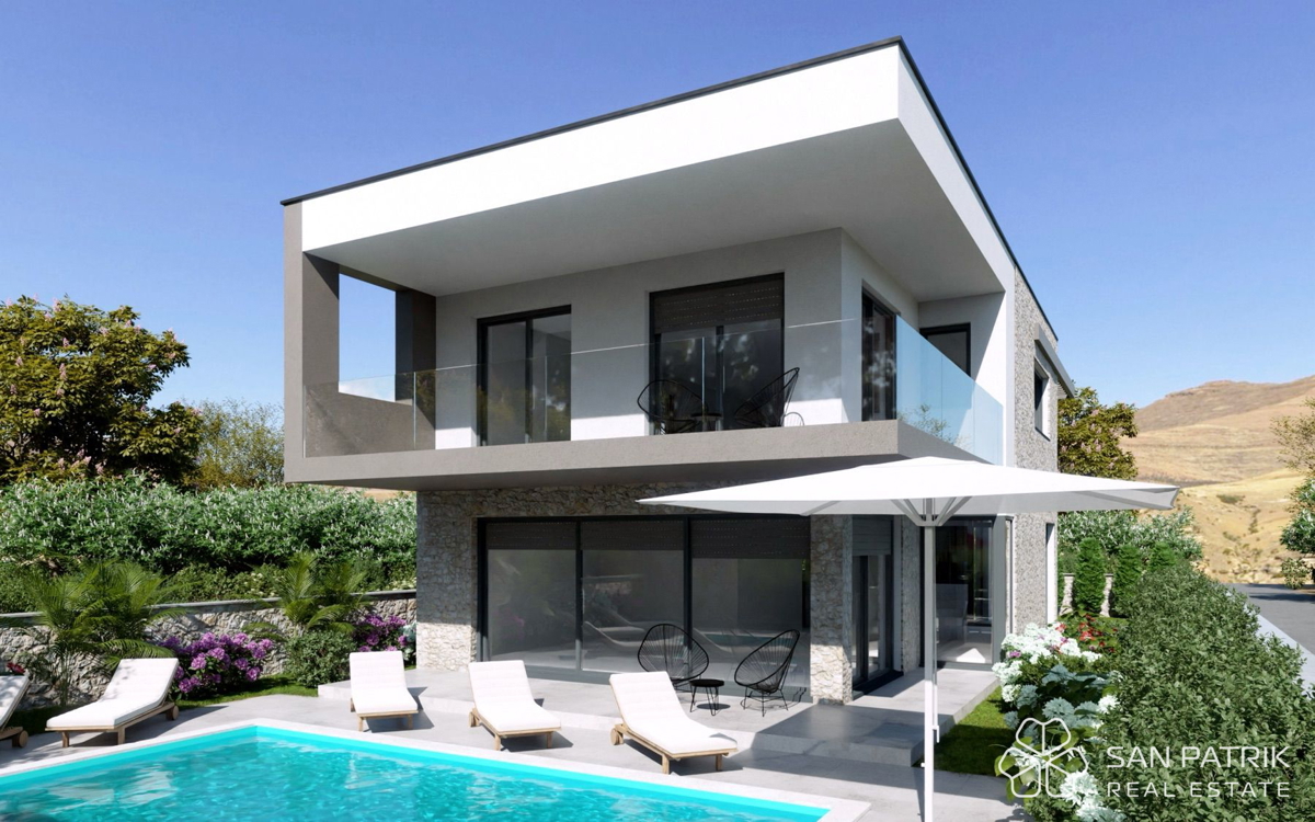 Murter, prima fila sul mare – villa con piscina e vista panoramica