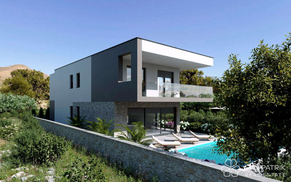 Murter, prima fila sul mare – villa con piscina e vista panoramica