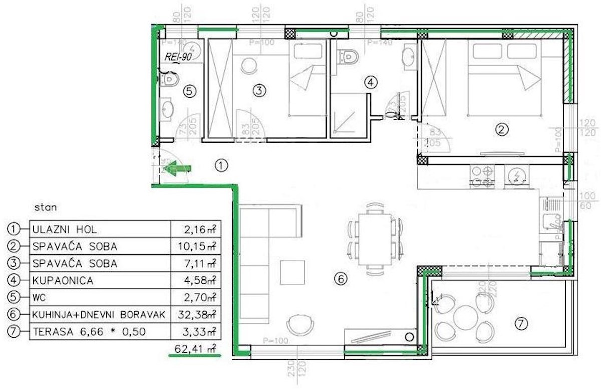 Poreč-Parenzo - appartamento in costruzione di 62 m2, 1° piano, 2 posti auto, ASCENSORE