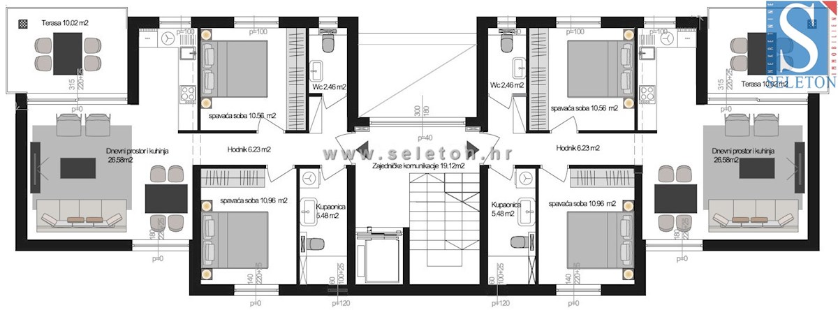 Nuovo appartamento di 67 m2 con vista mare, ASCENSORE, 2 posti auto