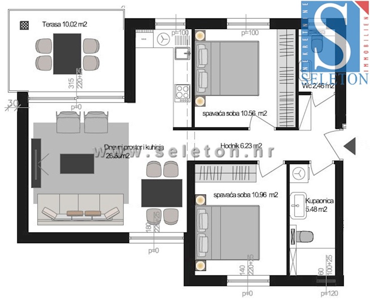 Nuovo appartamento di 67 m2 con vista mare, ASCENSORE, 2 posti auto
