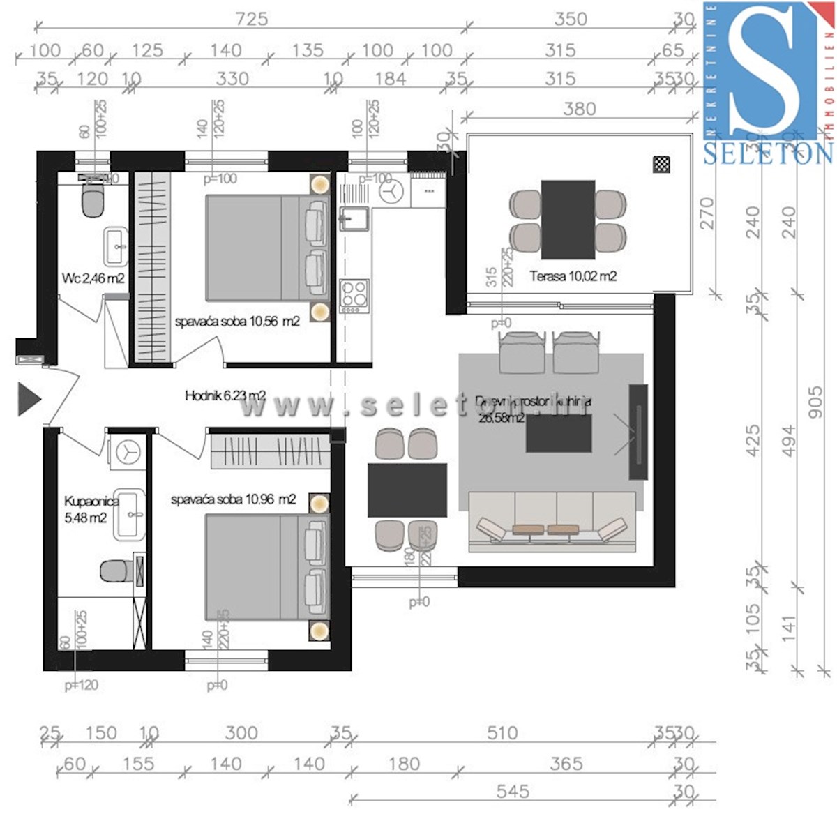 Poreč, nuovo appartamento di 67 m2 con giardino privato di 180 m2, 2 posti auto, cantina